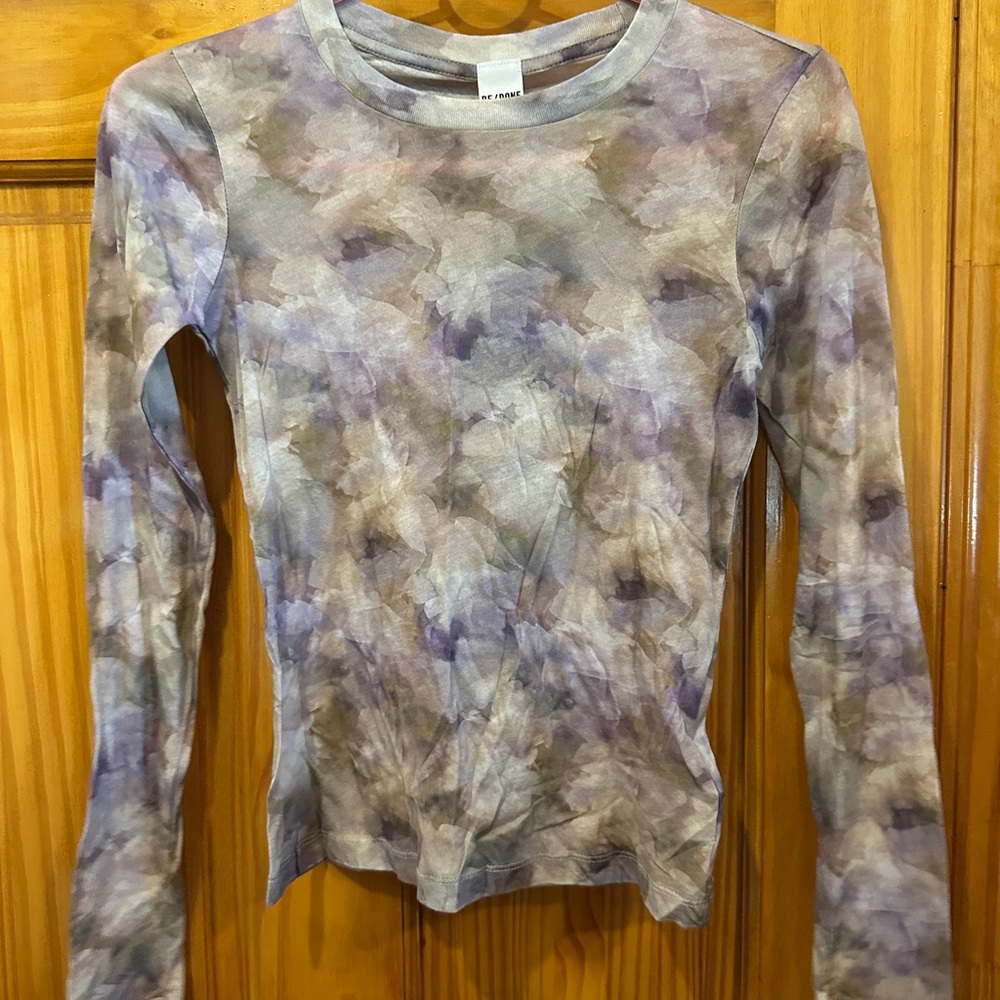 Abstract Floral Long Sleeve Top